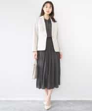 FKBGD35140 MK MICHEL KLEIN(MK ミッシェルクラン) [瞬美シリーズ/UVカット/接触冷感/洗える]バンドカラーサテンブラウス ベージュ