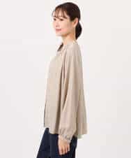 FKBGD35140 MK MICHEL KLEIN(MK ミッシェルクラン) [瞬美シリーズ/UVカット/接触冷感/洗える]バンドカラーサテンブラウス ベージュ