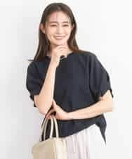 FKBGD45160 MK MICHEL KLEIN(MK ミッシェルクラン) [洗える]シアーチェック柄タックスリーブブラウス ネイビー