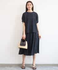 FKBGD45160 MK MICHEL KLEIN(MK ミッシェルクラン) [洗える]シアーチェック柄タックスリーブブラウス ライトグレー
