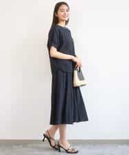 FKBGD45160 MK MICHEL KLEIN(MK ミッシェルクラン) [洗える]シアーチェック柄タックスリーブブラウス ライトグレー