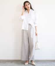 FKBGD47150 MK MICHEL KLEIN(MK ミッシェルクラン) [接触冷感/洗える]リネン混カラーシャツブラウス ブラウン