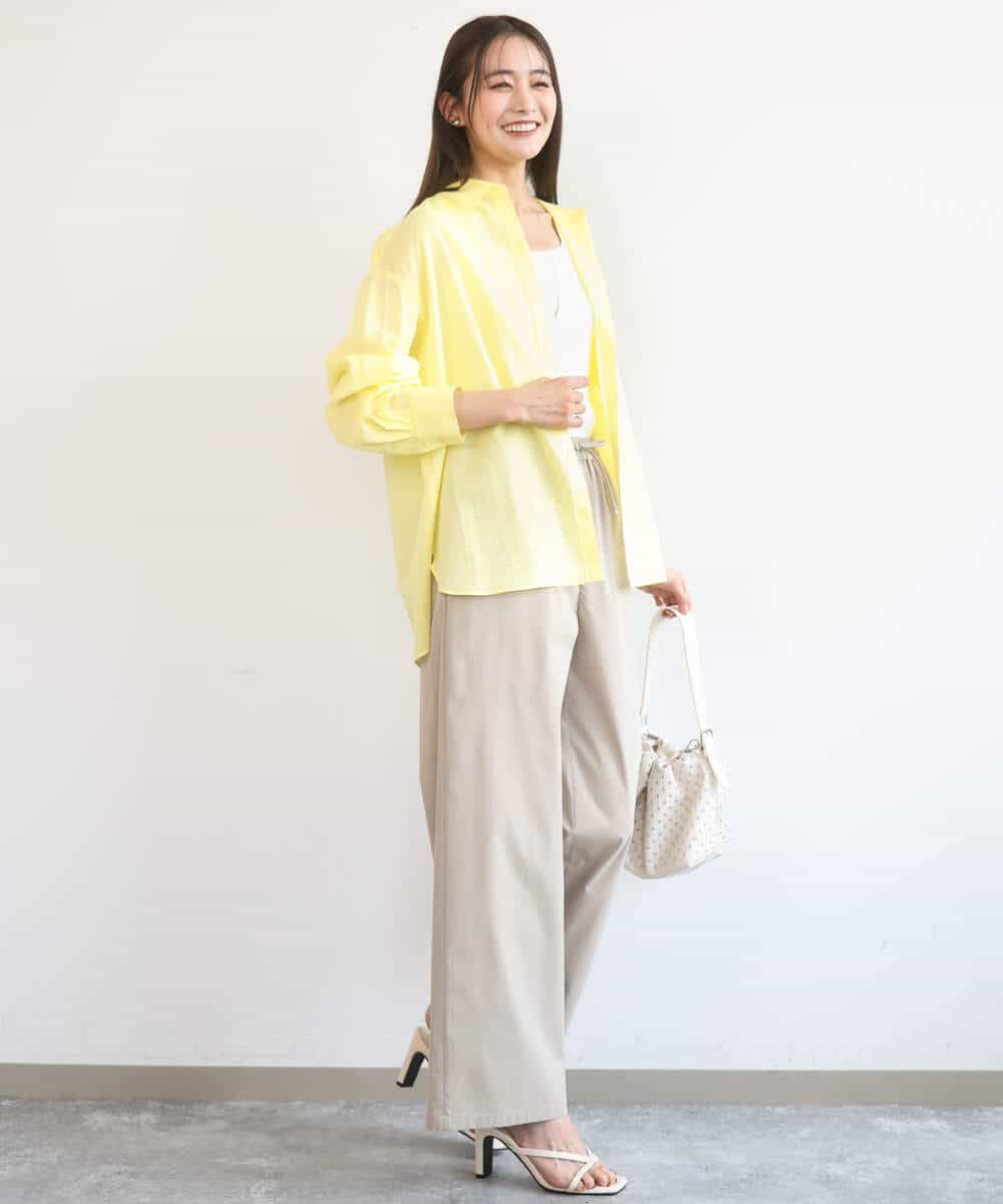 FKBGD47150 MK MICHEL KLEIN(MK ミッシェルクラン) [接触冷感/洗える]リネン混カラーシャツブラウス ブラウン