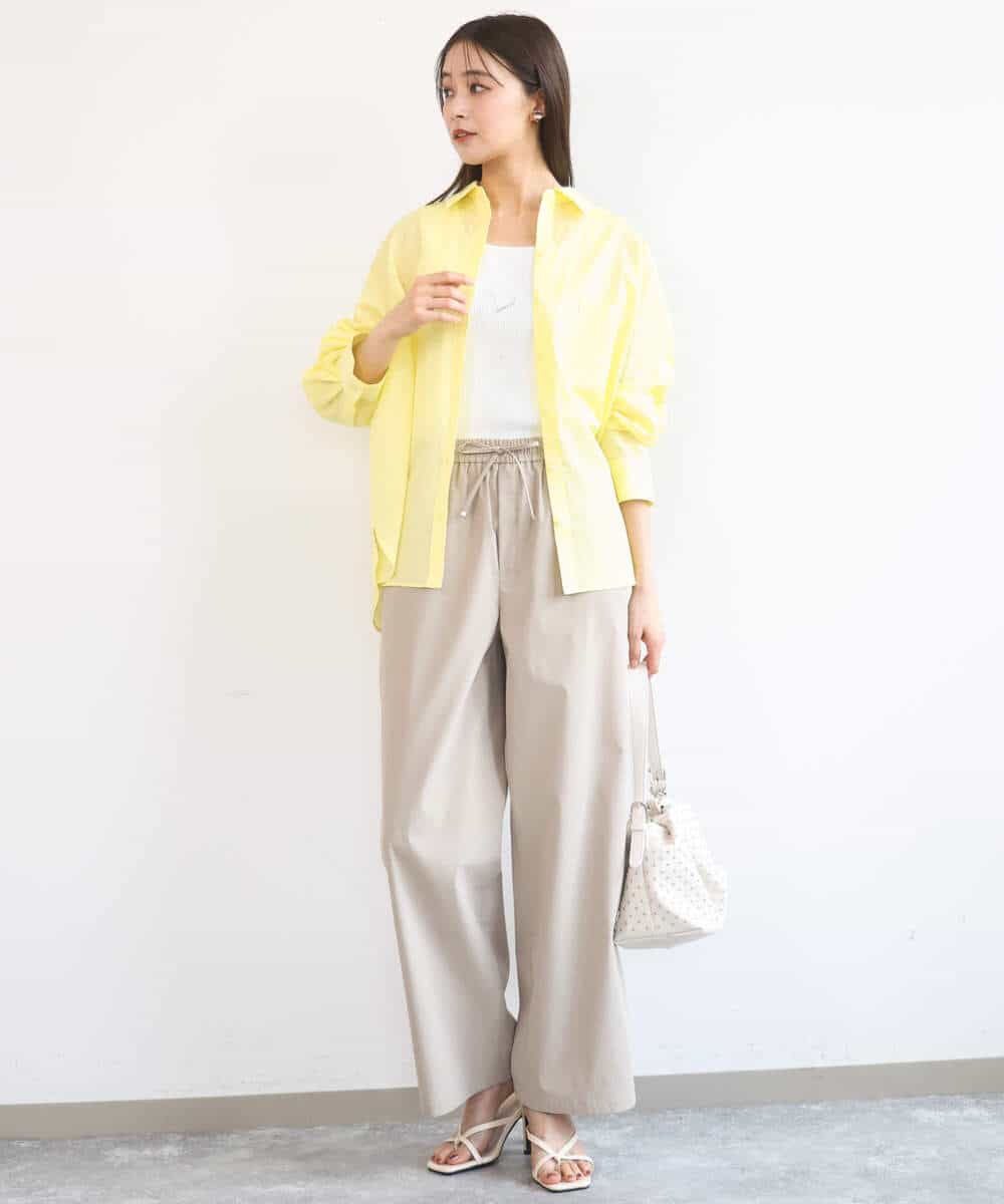 FKBGD47150 MK MICHEL KLEIN(MK ミッシェルクラン) [接触冷感/洗える]リネン混カラーシャツブラウス ブラウン