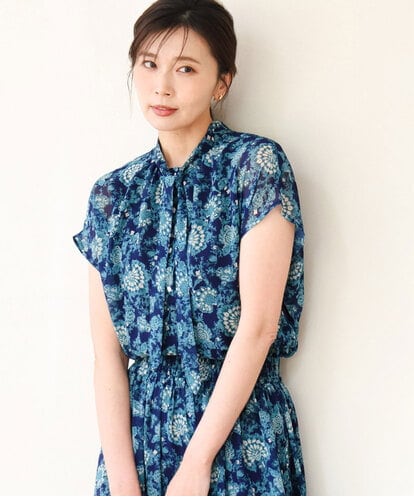 FKBGF05140  [洗える]前後2way/更紗プリント花柄シフォンブラウス