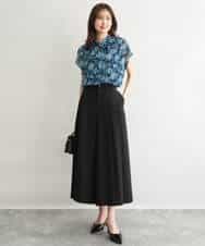 FKBGF05140 MK MICHEL KLEIN(MK ミッシェルクラン) [洗える]前後2way/更紗プリント花柄シフォンブラウス ベージュ