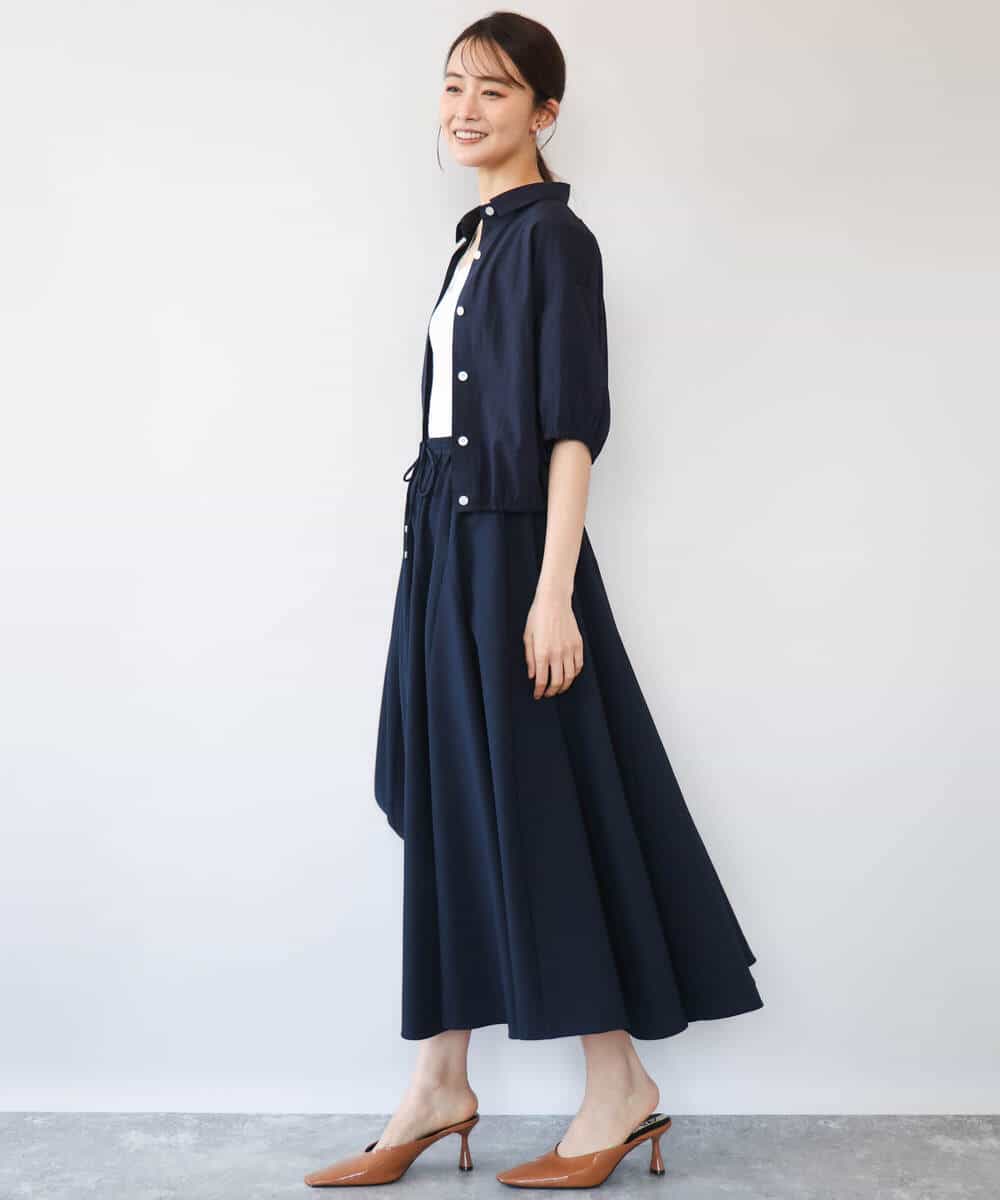 FKBHD60140 MK MICHEL KLEIN(MK ミッシェルクラン) [接触冷感/洗える]クロップド丈シャツ ベージュ
