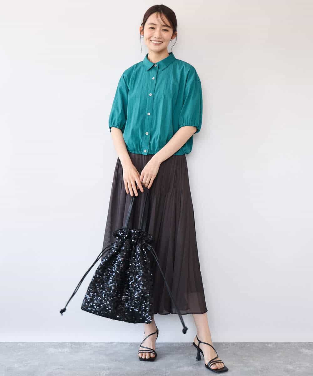 FKBHD60140 MK MICHEL KLEIN(MK ミッシェルクラン) [接触冷感/洗える]クロップド丈シャツ ベージュ