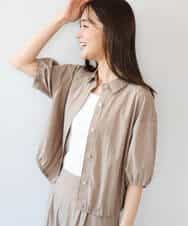 FKBHD60140 MK MICHEL KLEIN(MK ミッシェルクラン) [接触冷感/洗える]クロップド丈シャツ ベージュ
