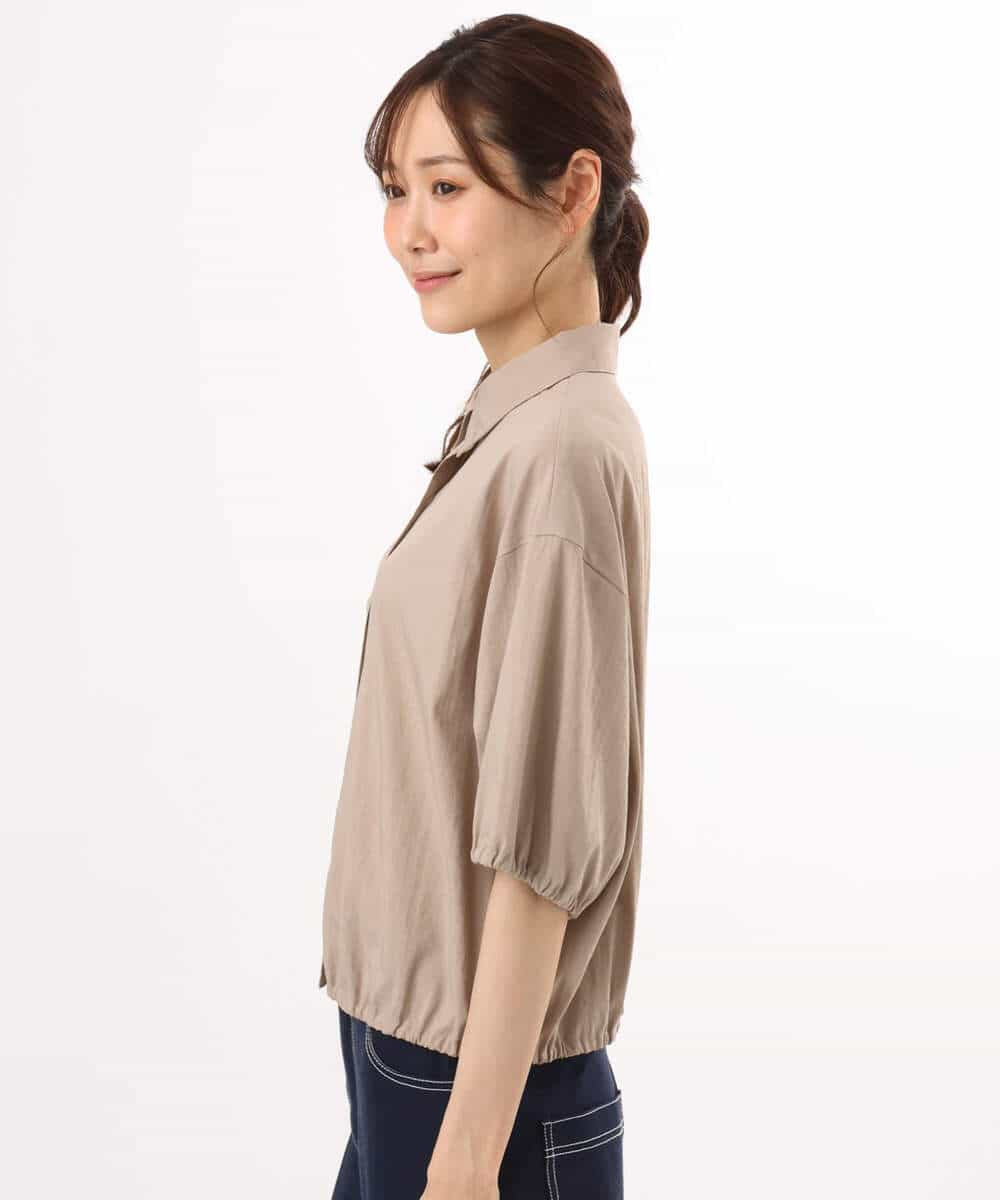 FKBHD60140 MK MICHEL KLEIN(MK ミッシェルクラン) [接触冷感/洗える]クロップド丈シャツ ベージュ