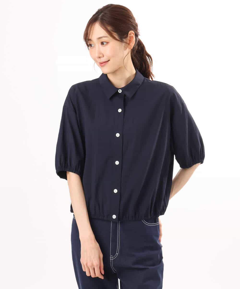 FKBHD60140 MK MICHEL KLEIN(MK ミッシェルクラン) [接触冷感/洗える]クロップド丈シャツ ベージュ