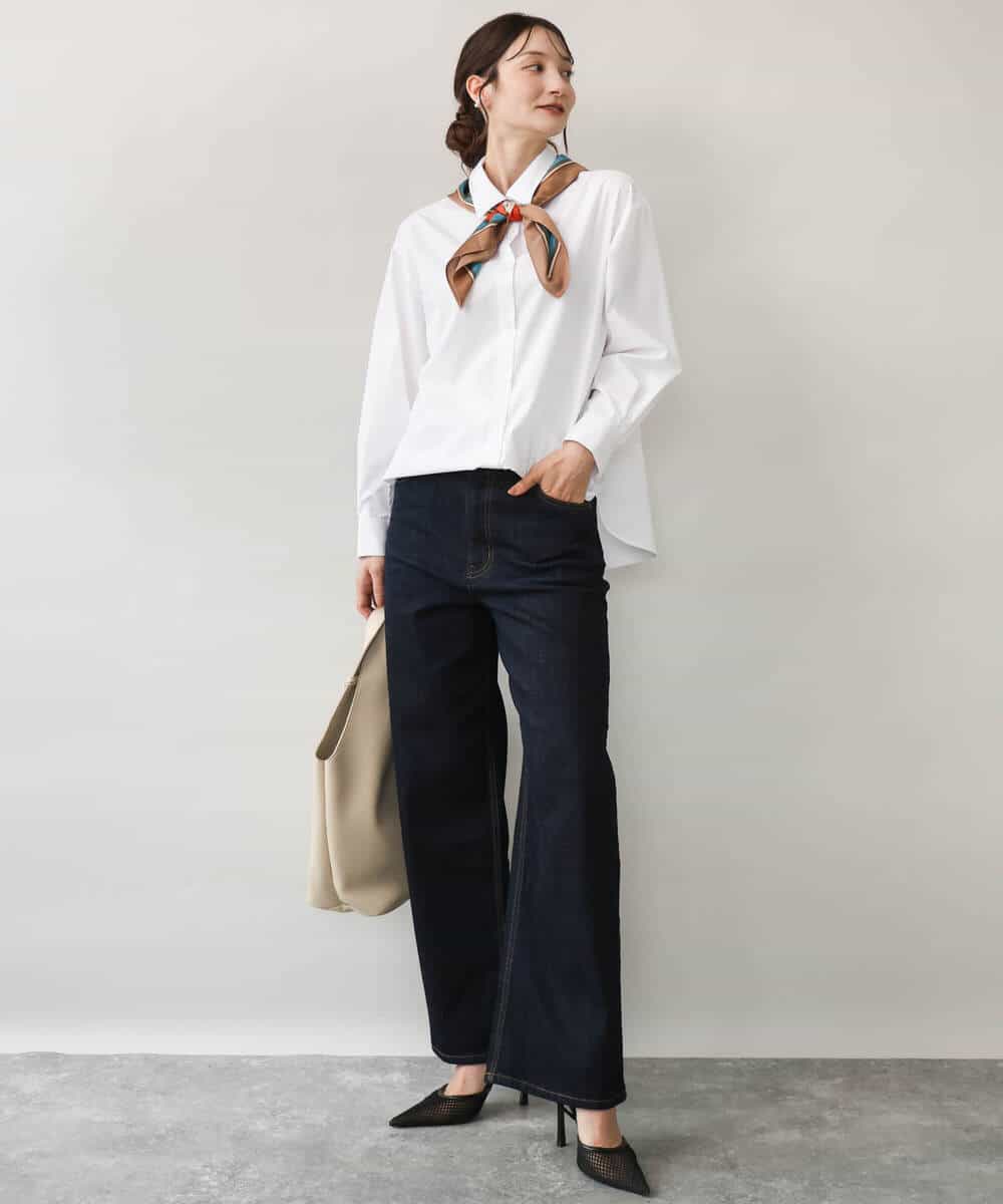 FKBJD27140 MK MICHEL KLEIN(MK ミッシェルクラン) [防シワ/洗える]コットン混ベーシックシャツ（無地） ホワイト