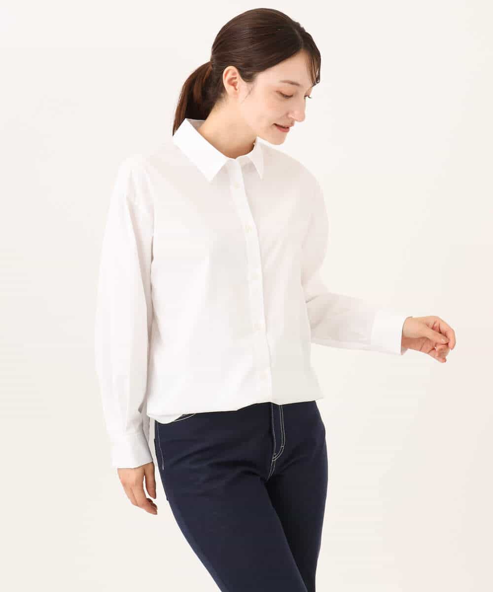 FKBJD27140 MK MICHEL KLEIN(MK ミッシェルクラン) [防シワ/洗える]コットン混ベーシックシャツ（無地） ホワイト