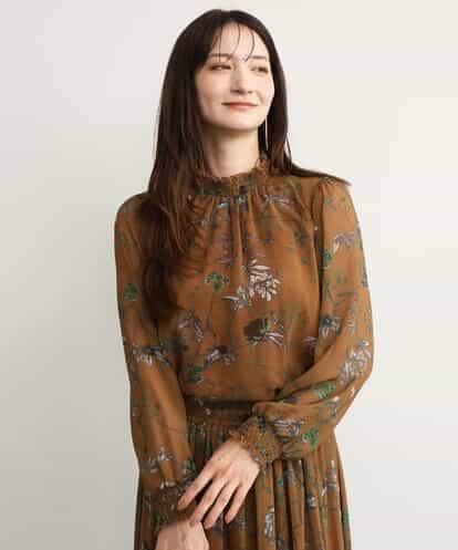 FKBJD37140 MK MICHEL KLEIN [洗える]水彩花柄シフォンブラウス