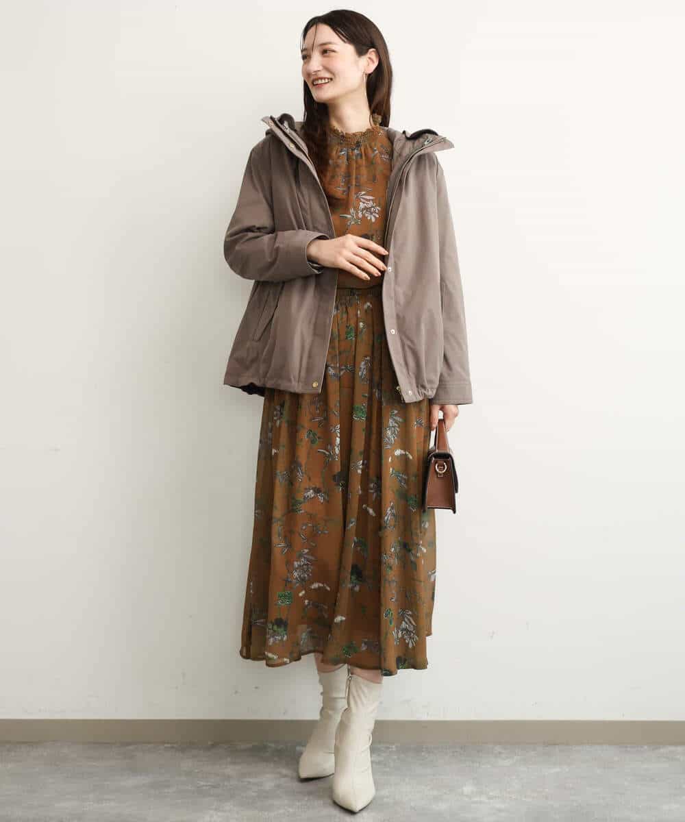 FKBJD37140 MK MICHEL KLEIN(MK ミッシェルクラン) [洗える]水彩花柄シフォンブラウス ダークブラウン