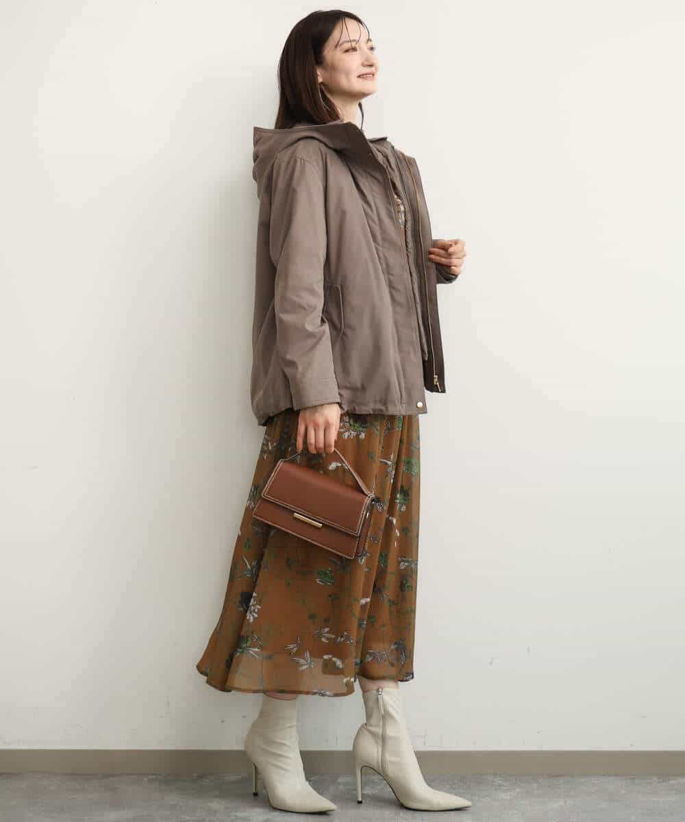 FKBJD37140 MK MICHEL KLEIN(MK ミッシェルクラン) [洗える]水彩花柄シフォンブラウス ダークブラウン
