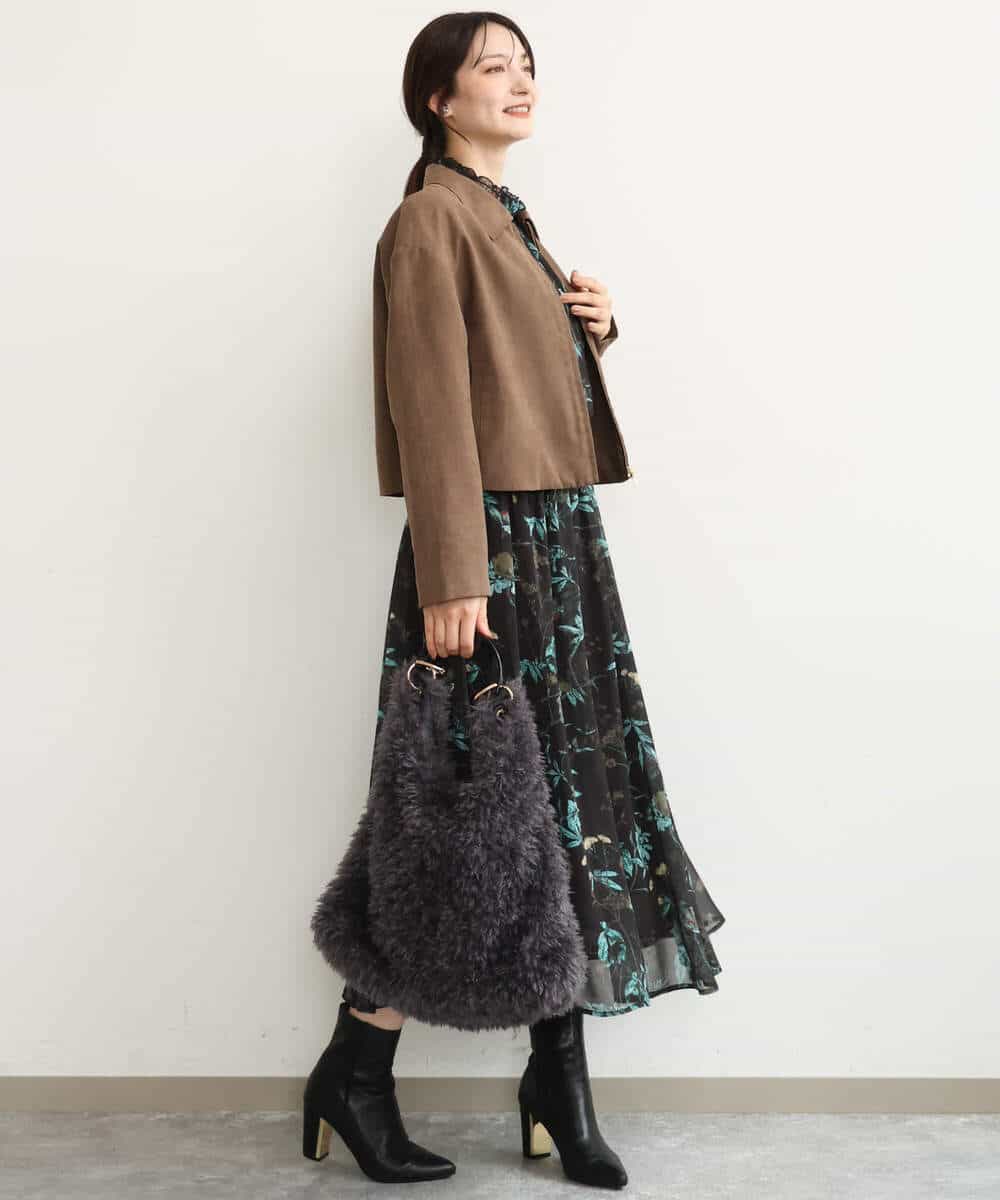 FKBJD37140 MK MICHEL KLEIN(MK ミッシェルクラン) [洗える]水彩花柄シフォンブラウス ダークブラウン