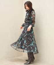 FKBJD37140 MK MICHEL KLEIN(MK ミッシェルクラン) [洗える]水彩花柄シフォンブラウス ダークブラウン