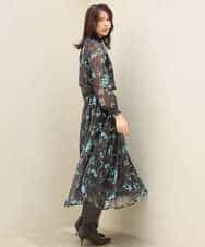 FKBJD37140 MK MICHEL KLEIN(MK ミッシェルクラン) [洗える]水彩花柄シフォンブラウス ダークブラウン