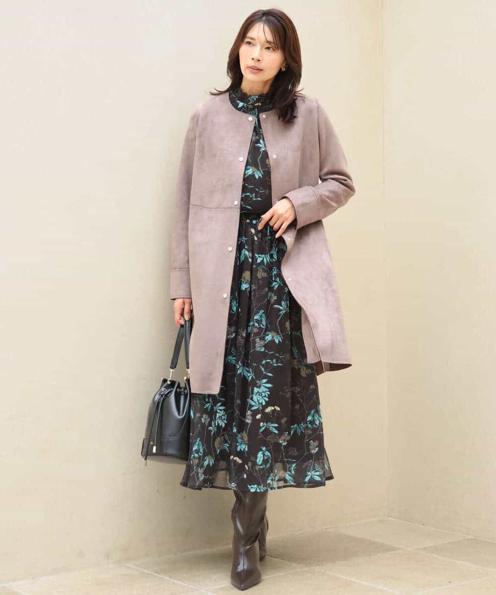 FKBJD37140 MK MICHEL KLEIN(MK ミッシェルクラン) [洗える]水彩花柄シフォンブラウス ダークブラウン