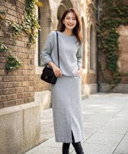 FKBJD46170 MK MICHEL KLEIN(MK ミッシェルクラン) [洗える]ツイードライクフリンジトップス グレー