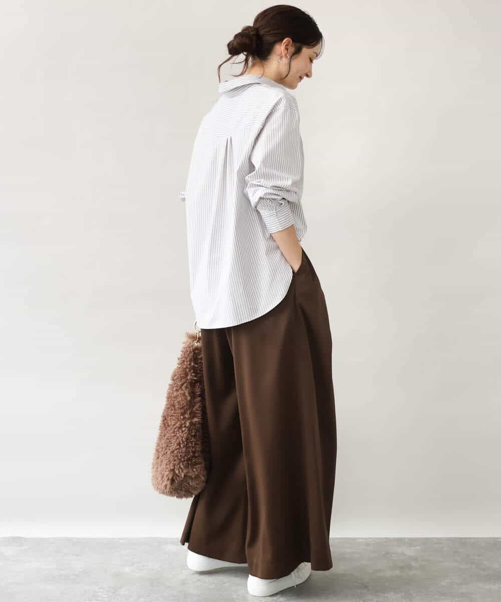 FKBJE27140 MK MICHEL KLEIN(MK ミッシェルクラン) [防シワ/洗える]コットン混ベーシックシャツ（ストライプ） ブルー