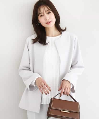FKDFD11230 MK MICHEL KLEIN [防シワ/ストレッチ/洗える]セットアップ対応/ダブルクロス テントラインノーカラージャケット