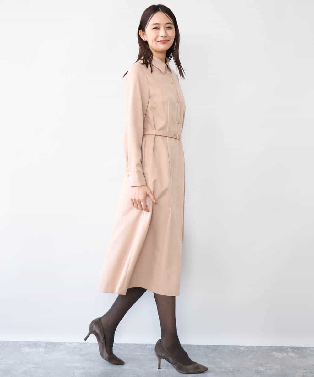 FKEAG62250 MK MICHEL KLEIN(MK ミッシェルクラン) [洗える]ウールライク衿付きワンピース ブラック
