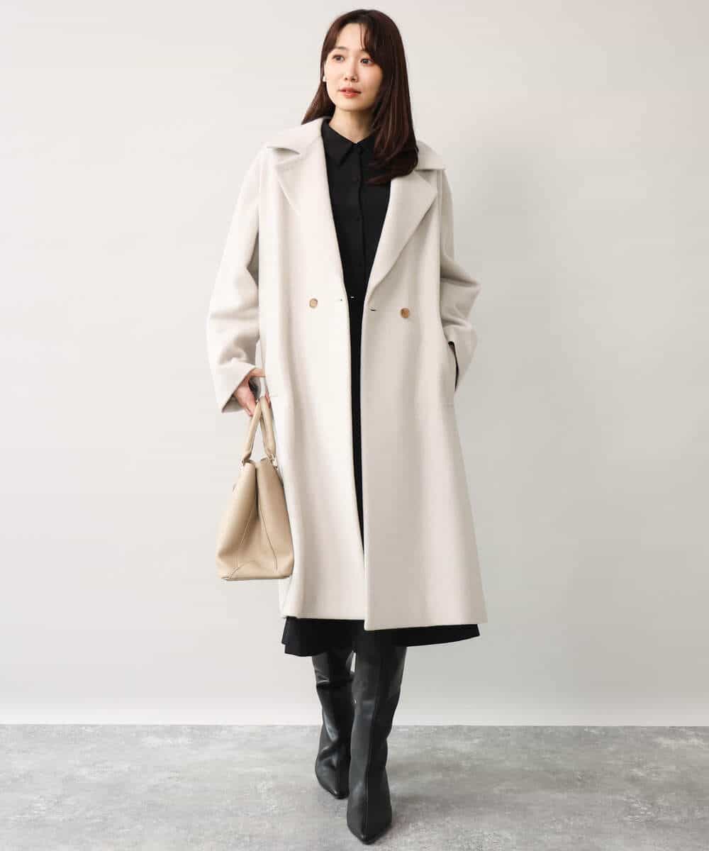 FKEAG62250 MK MICHEL KLEIN(MK ミッシェルクラン) [洗える]ウールライク衿付きワンピース ブラック