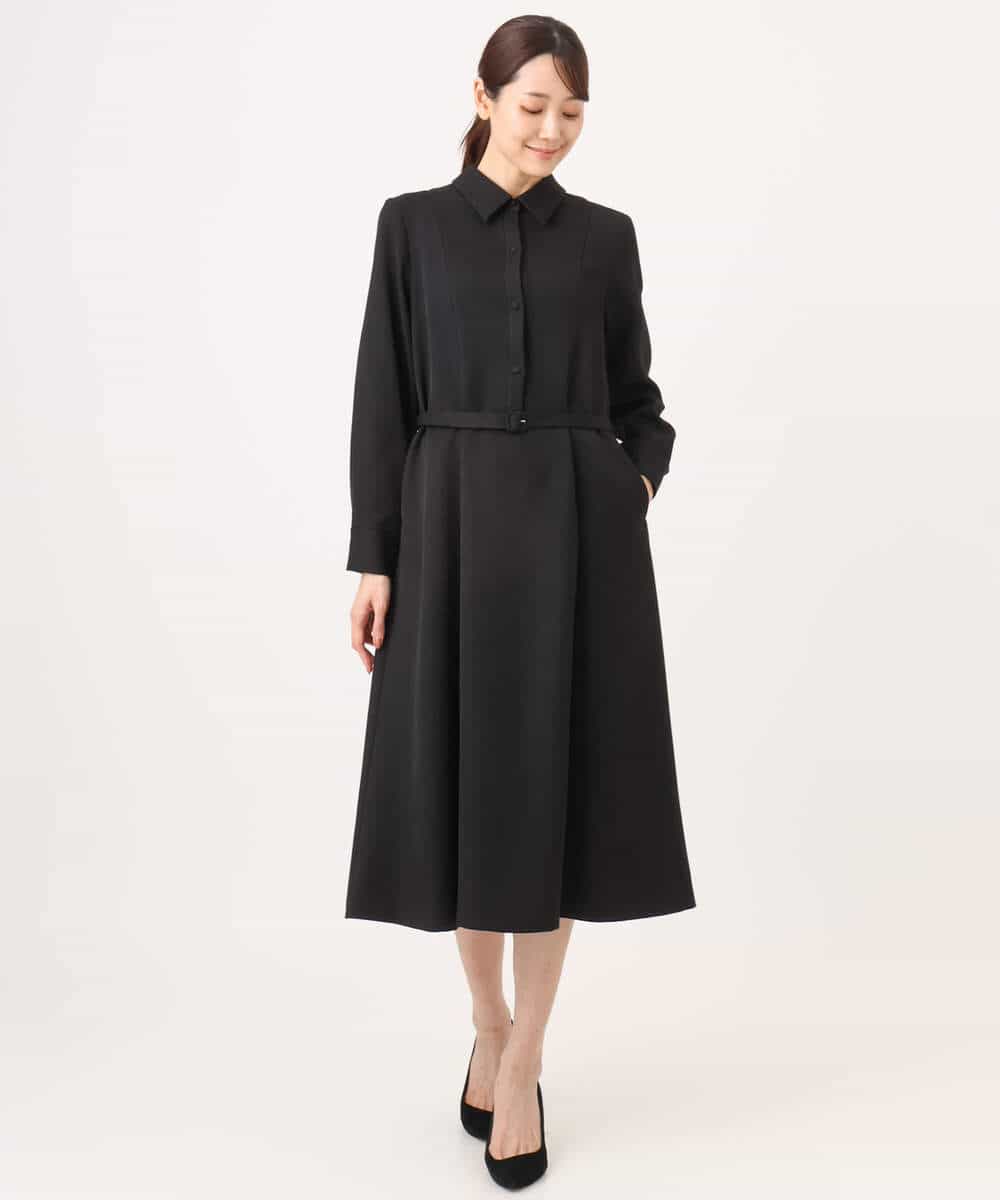 FKEAG62250 MK MICHEL KLEIN(MK ミッシェルクラン) [洗える]ウールライク衿付きワンピース ブラック