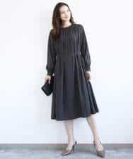 FKEGD26210 MK MICHEL KLEIN(MK ミッシェルクラン) [洗える]サテンギャザーワンピース ダークグレー