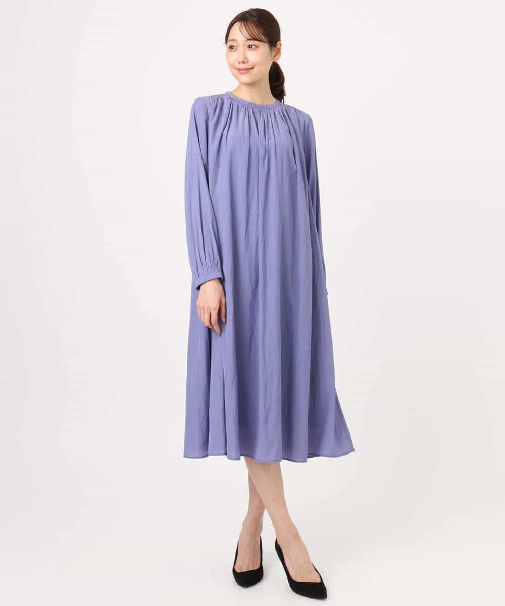 FKEGD26210 MK MICHEL KLEIN(MK ミッシェルクラン) [洗える]サテンギャザーワンピース ダークグレー