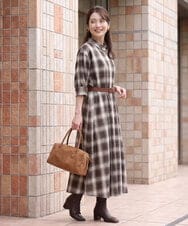 FKEJD31260 MK MICHEL KLEIN(MK ミッシェルクラン) [洗える]オンブレチェック柄シャツワンピース ネイビー