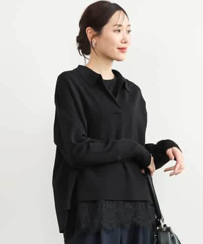 FKFAG42160 MK MICHEL KLEIN [洗える]衿付きラガーニット