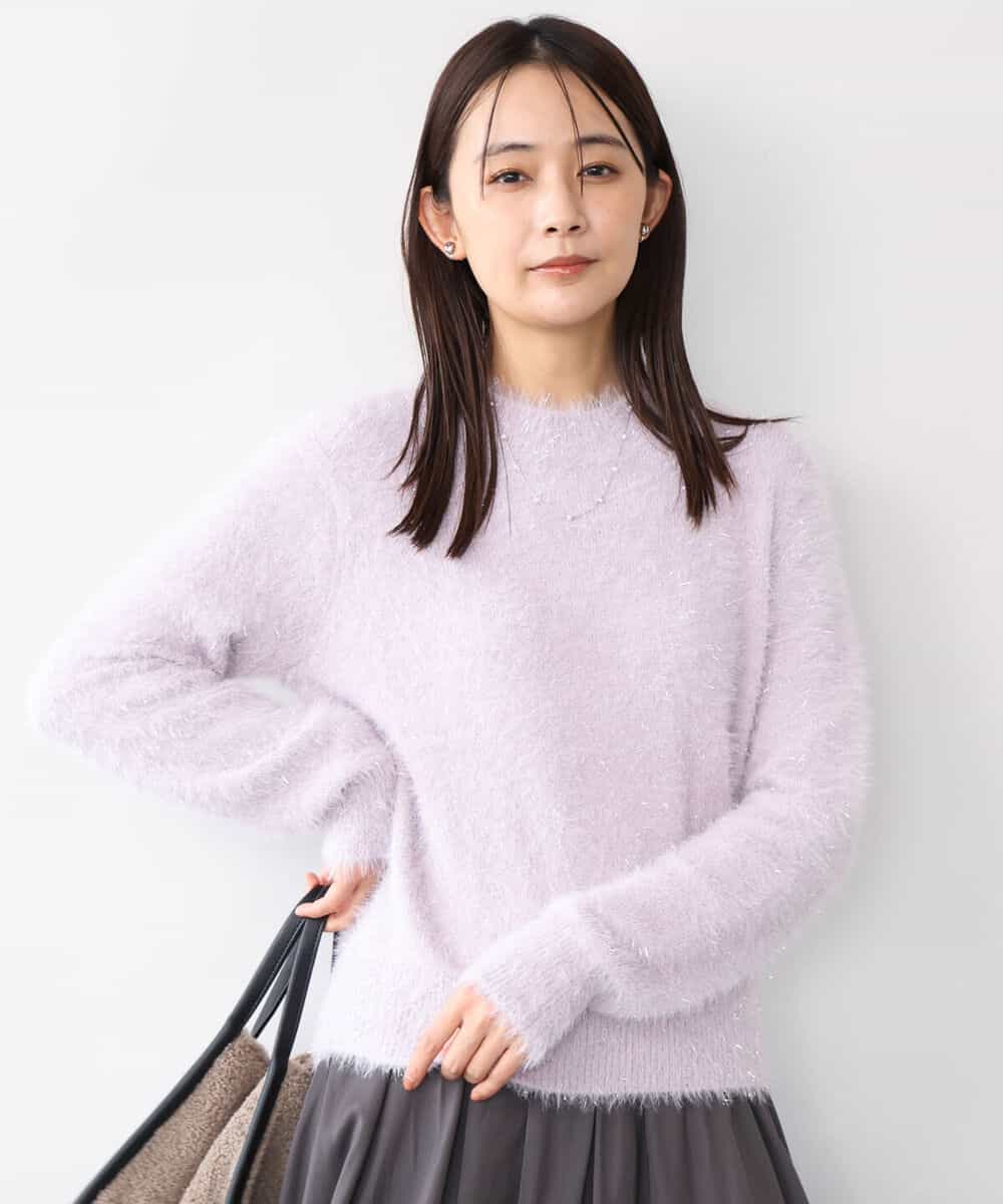 FKFAG51150 MK MICHEL KLEIN(MK ミッシェルクラン) [洗える]キラキラシャギーニット ライトグレー
