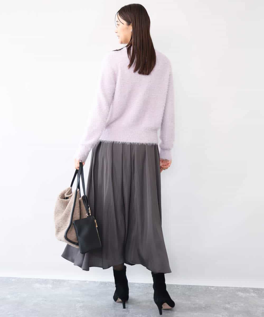 FKFAG51150 MK MICHEL KLEIN(MK ミッシェルクラン) [洗える]キラキラシャギーニット ライトグレー