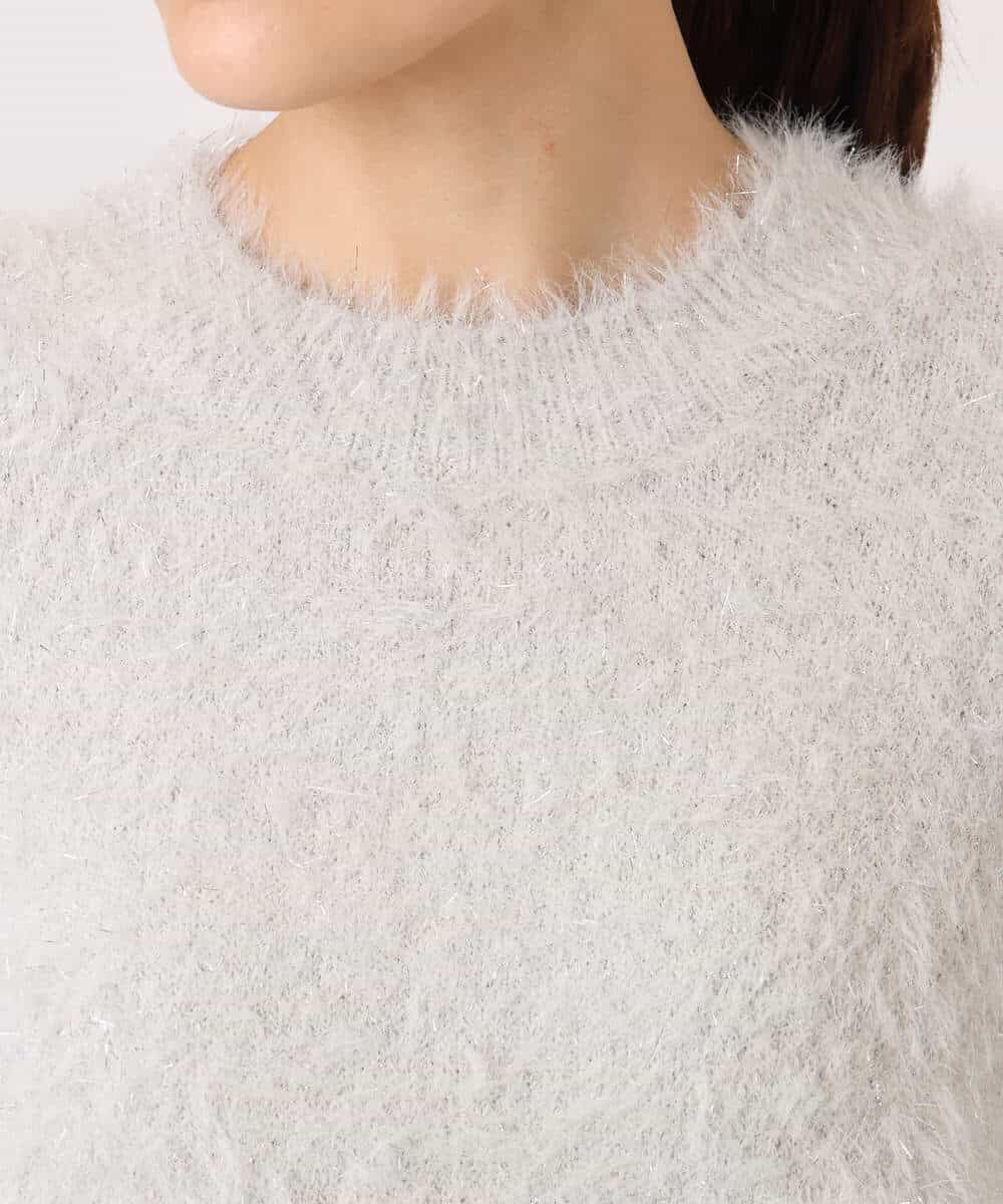 FKFAG51150 MK MICHEL KLEIN(MK ミッシェルクラン) [洗える]キラキラシャギーニット ライトグレー