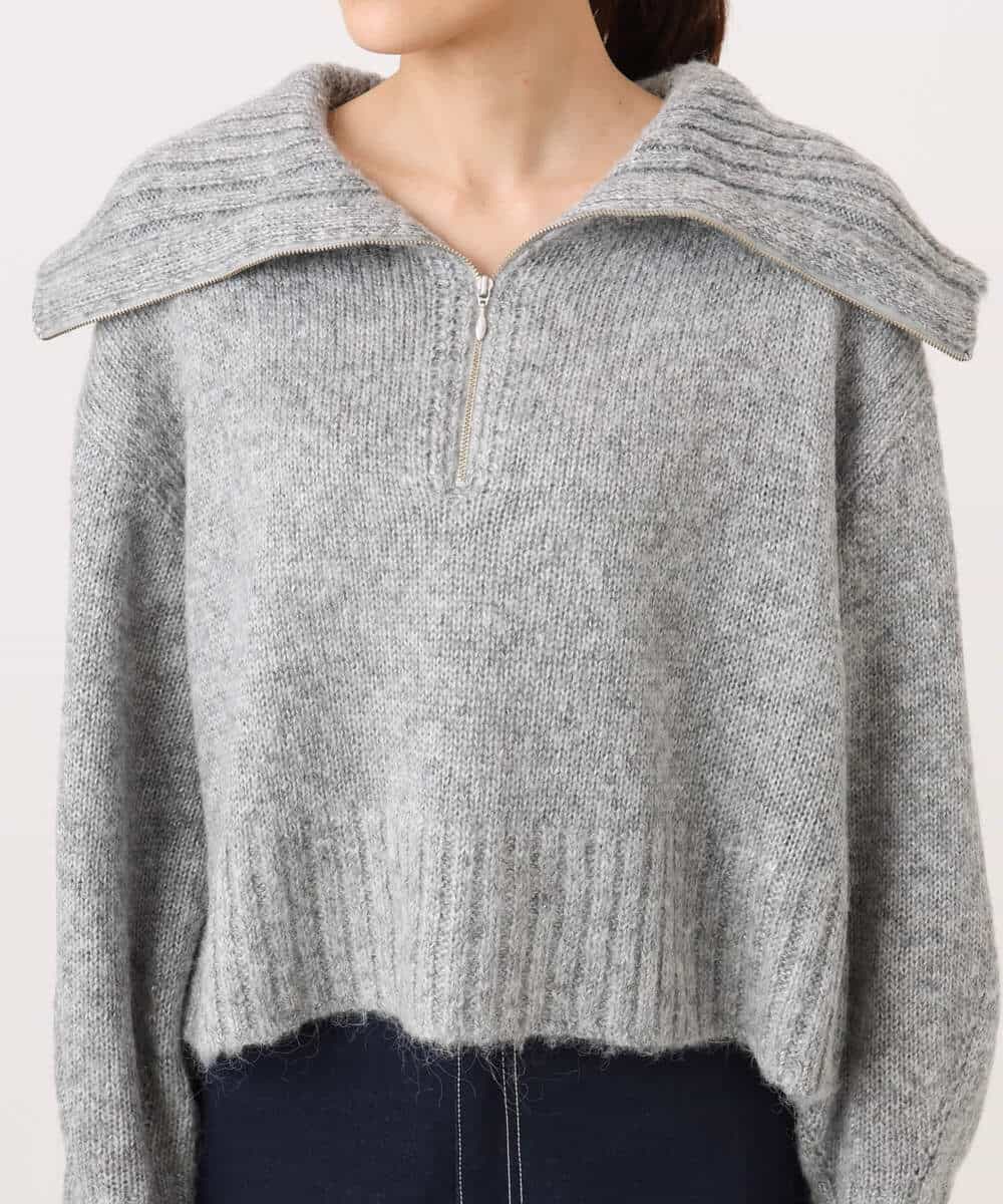 FKFAG52170 MK MICHEL KLEIN(MK ミッシェルクラン) [洗える]ZIPデザインショートニット グレー