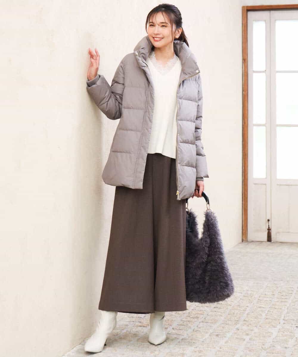 FKFAH51160 MK MICHEL KLEIN(MK ミッシェルクラン) [洗える]レースデザインVネックニット アイボリー