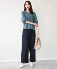 FKFAH51160 MK MICHEL KLEIN(MK ミッシェルクラン) [洗える]レースデザインVネックニット アイボリー
