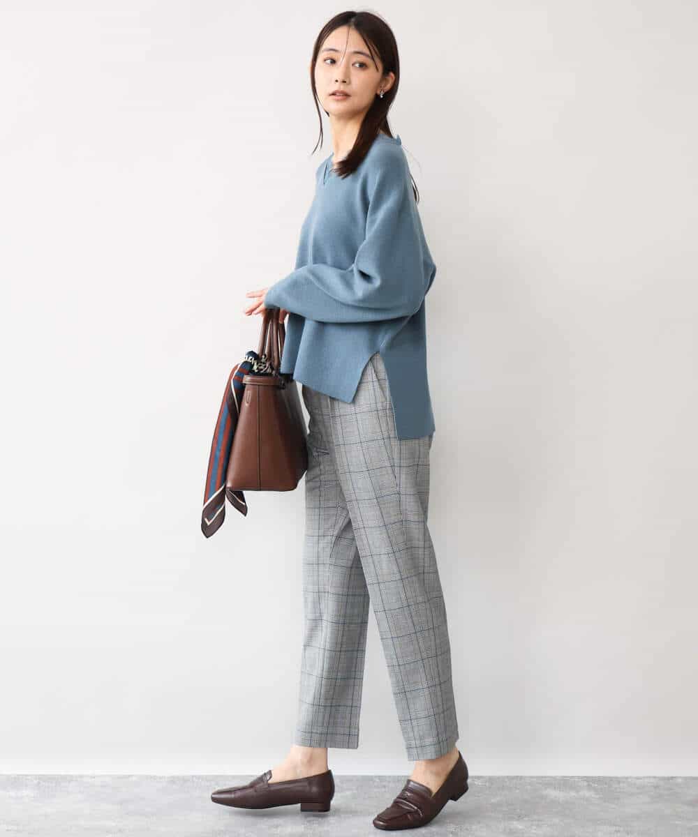 FKFAH51160 MK MICHEL KLEIN(MK ミッシェルクラン) [洗える]レースデザインVネックニット アイボリー