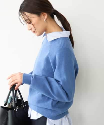FKFDG67150 MK MICHEL KLEIN [洗える]片畦編みラグランスリーブニット