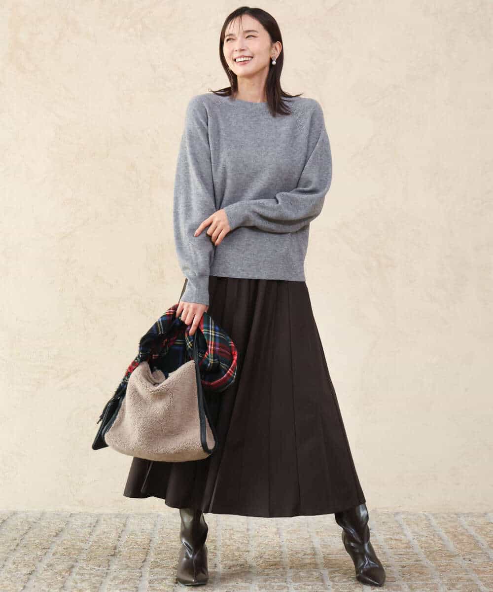 FKFDG67150 MK MICHEL KLEIN(MK ミッシェルクラン) [洗える]片畦編みラグランスリーブニット アイボリー