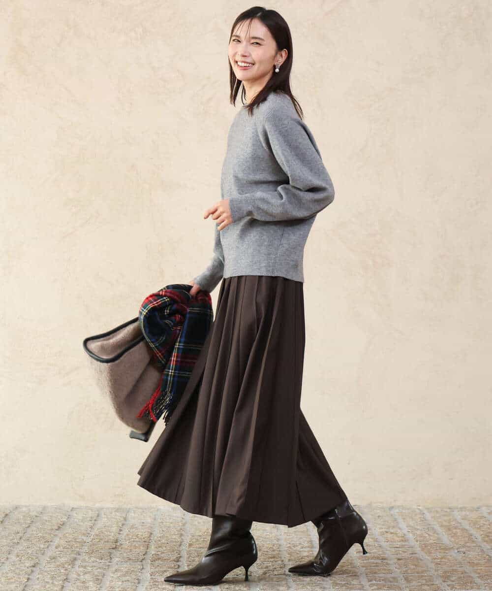 FKFDG67150 MK MICHEL KLEIN(MK ミッシェルクラン) [洗える]片畦編みラグランスリーブニット アイボリー
