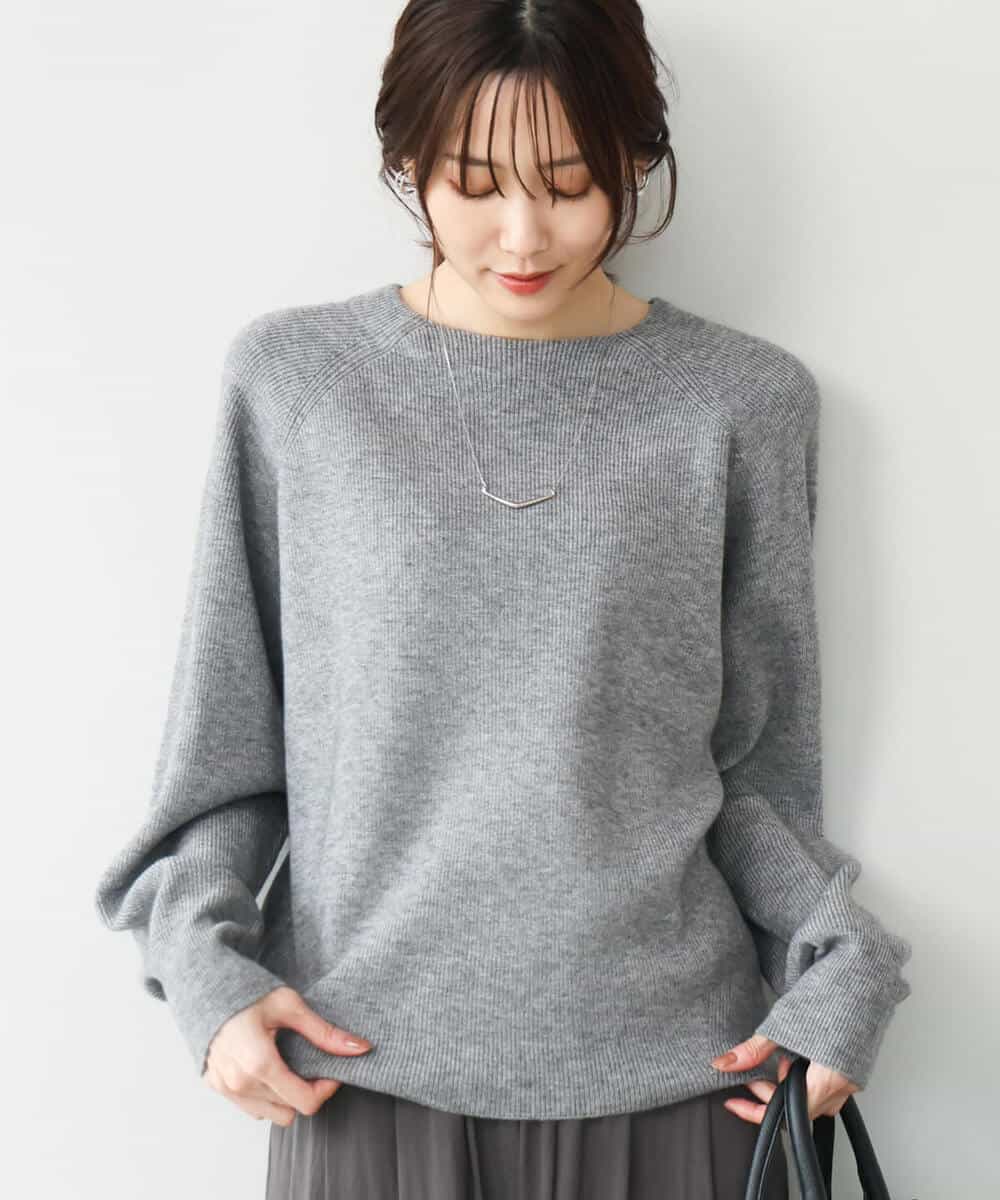 FKFDG67150 MK MICHEL KLEIN(MK ミッシェルクラン) [洗える]片畦編みラグランスリーブニット アイボリー