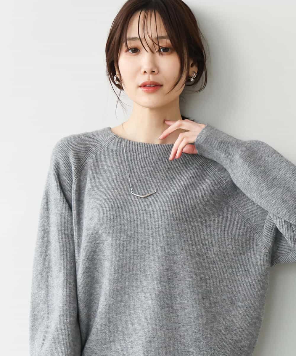 FKFDG67150 MK MICHEL KLEIN(MK ミッシェルクラン) [洗える]片畦編みラグランスリーブニット アイボリー