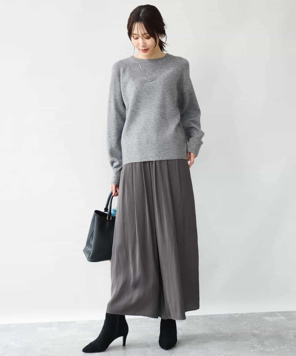 FKFDG67150 MK MICHEL KLEIN(MK ミッシェルクラン) [洗える]片畦編みラグランスリーブニット アイボリー