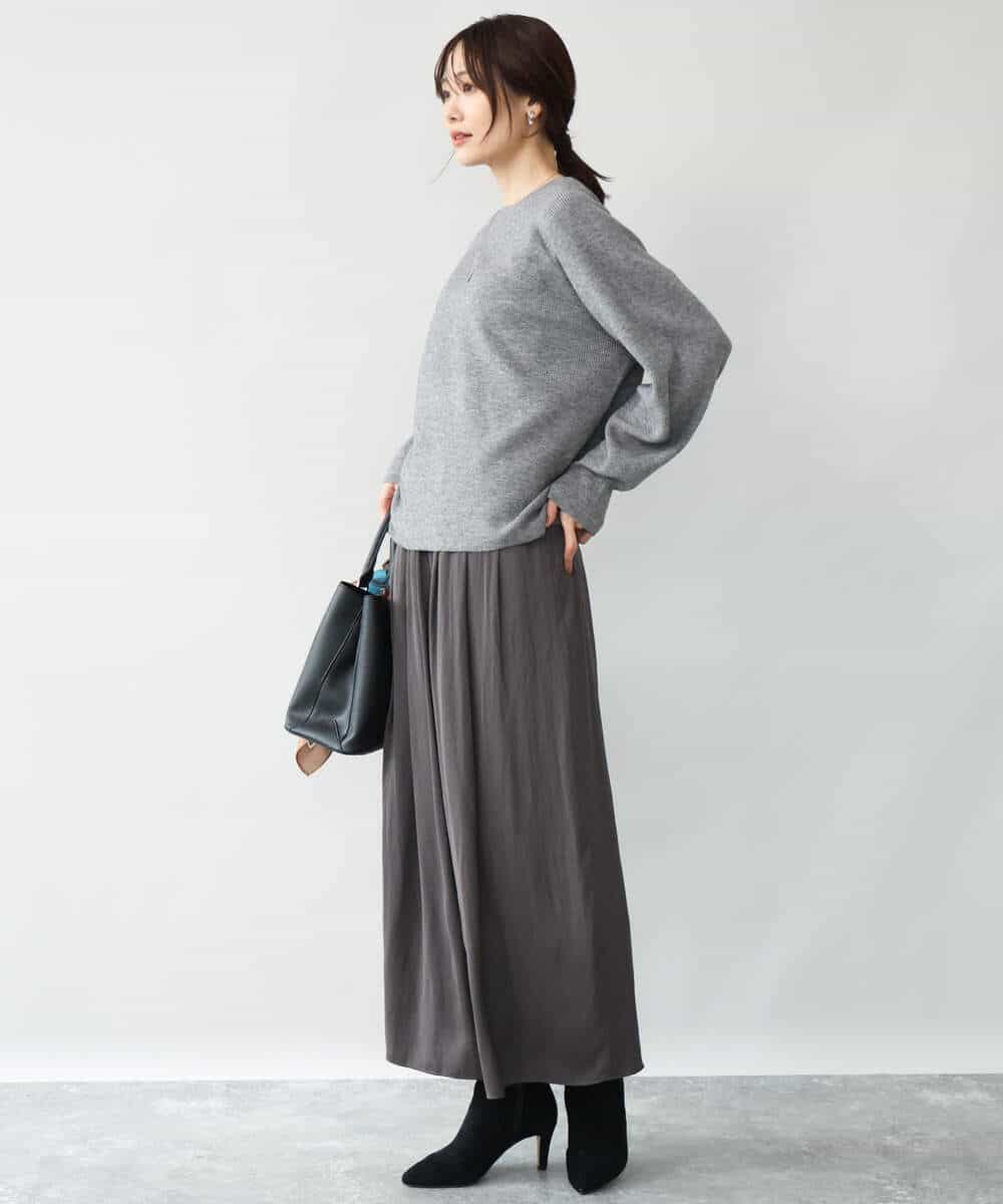 FKFDG67150 MK MICHEL KLEIN(MK ミッシェルクラン) [洗える]片畦編みラグランスリーブニット アイボリー
