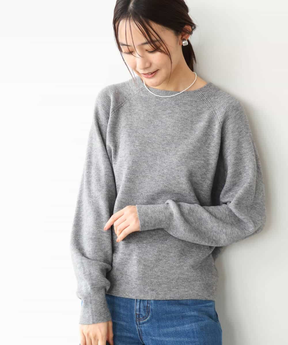 FKFDG67150 MK MICHEL KLEIN(MK ミッシェルクラン) [洗える]片畦編みラグランスリーブニット アイボリー