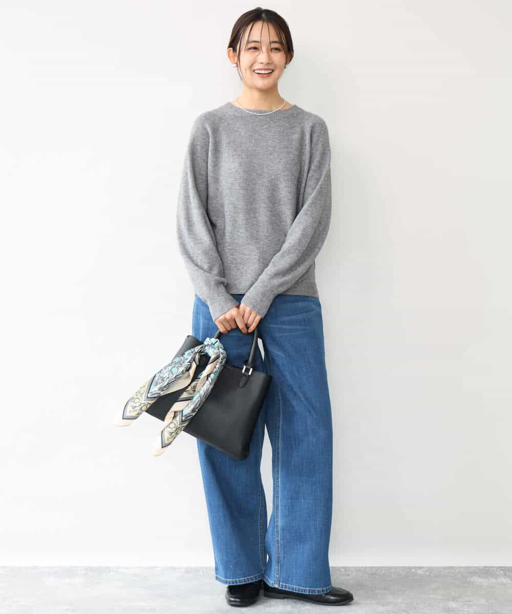 FKFDG67150 MK MICHEL KLEIN(MK ミッシェルクラン) [洗える]片畦編みラグランスリーブニット アイボリー